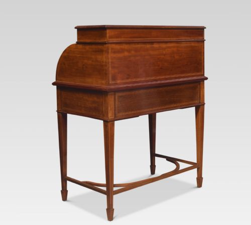 MAHOGANY INLAID CYLINDER DESK - ADDITIONAL PHOTO 8