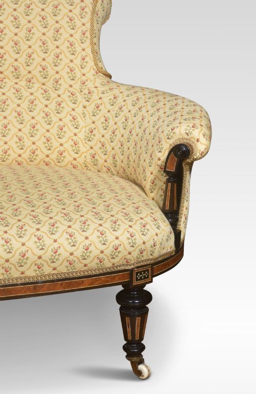 WALNUT AND EBONY FRAMED TWO SEATER SETTEE - ADDITIONAL PHOTO 2
