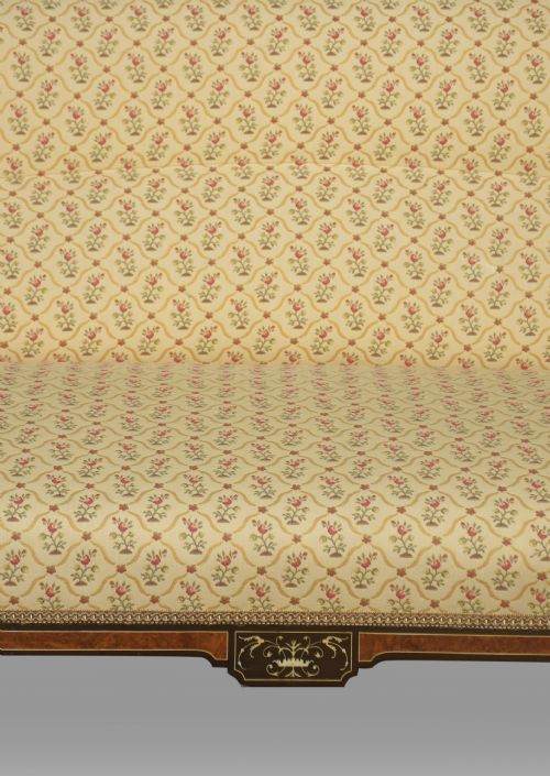 WALNUT AND EBONY FRAMED TWO SEATER SETTEE - ADDITIONAL PHOTO 4