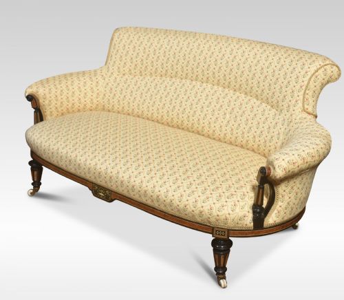 WALNUT AND EBONY FRAMED TWO SEATER SETTEE - ADDITIONAL PHOTO 5