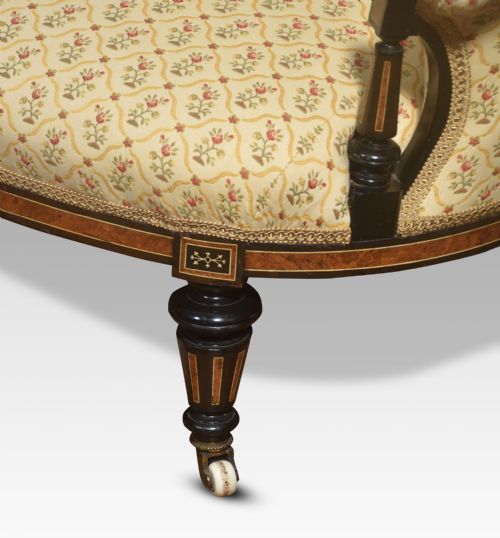 WALNUT AND EBONY FRAMED TWO SEATER SETTEE - ADDITIONAL PHOTO 6
