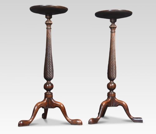 PAIR OF TALL MAHOGANY LAMP TABLES - ADDITIONAL PHOTO 1