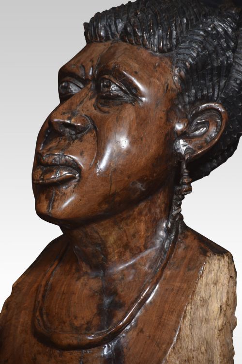 CARVED BUST OF A TRIBESWOMAN - ADDITIONAL PHOTO 2