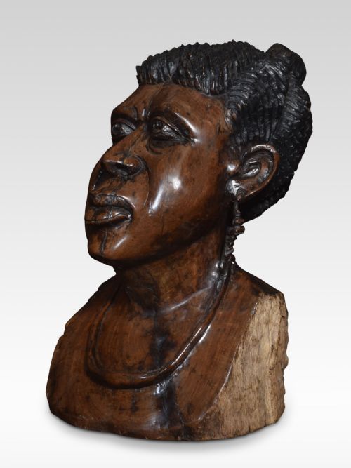 CARVED BUST OF A TRIBESWOMAN - ADDITIONAL PHOTO 4