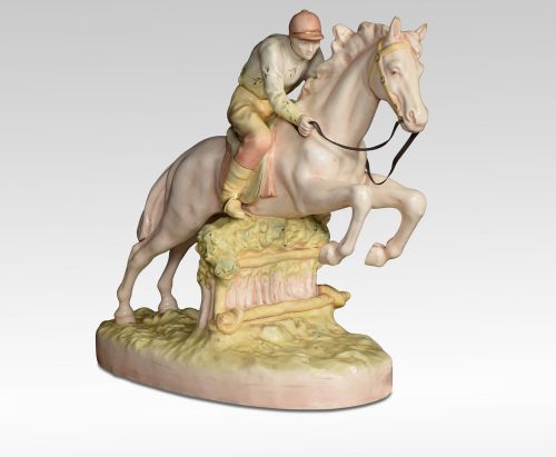 royal dux porcelain figure of a jumping race horse - CATEGORY: ANTIQUE CERAMICS - DATED 1910