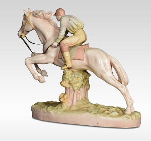 ROYAL DUX PORCELAIN FIGURE OF A JUMPING RACE HORSE - ADDITIONAL PHOTO 2
