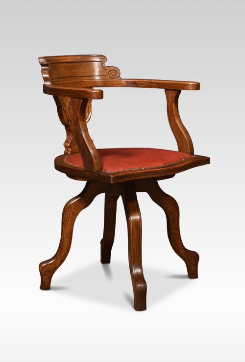 PAIR OF OAK OFFICE CAPTAINS REVOLVING DESK CHAIRS - ADDITIONAL PHOTO 1