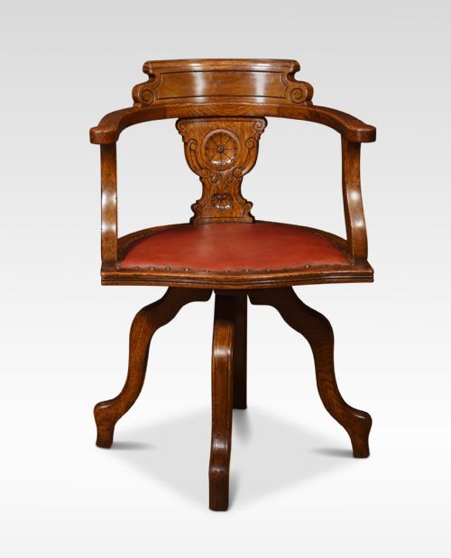 PAIR OF OAK OFFICE CAPTAINS REVOLVING DESK CHAIRS - ADDITIONAL PHOTO 3