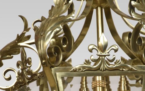 LARGE AND IMPOSING BRASS FOUR LIGHT LANTERN - ADDITIONAL PHOTO 5