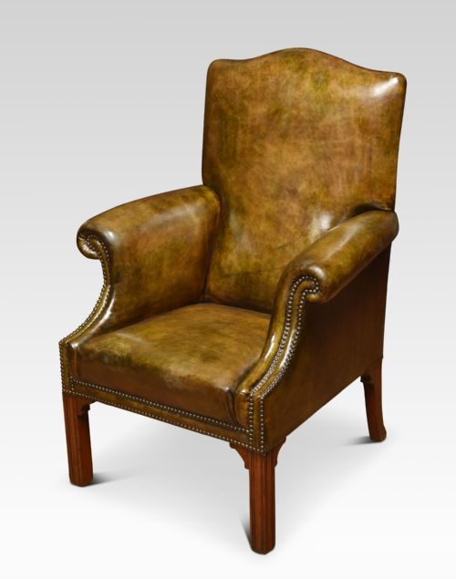 MAHOGANY FRAMED LEATHER ARMCHAIR - ADDITIONAL PHOTO 1