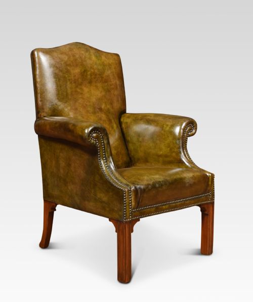 MAHOGANY FRAMED LEATHER ARMCHAIR - ADDITIONAL PHOTO 2
