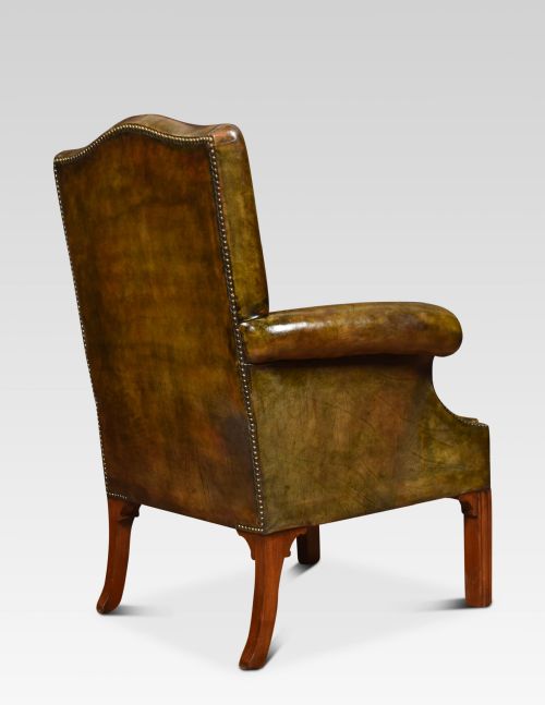 MAHOGANY FRAMED LEATHER ARMCHAIR - ADDITIONAL PHOTO 5