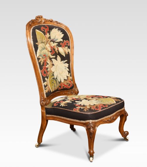 walnut framed nursing chair - CATEGORY: ANTIQUE CHAIRS - DATED 19TH CENTURY