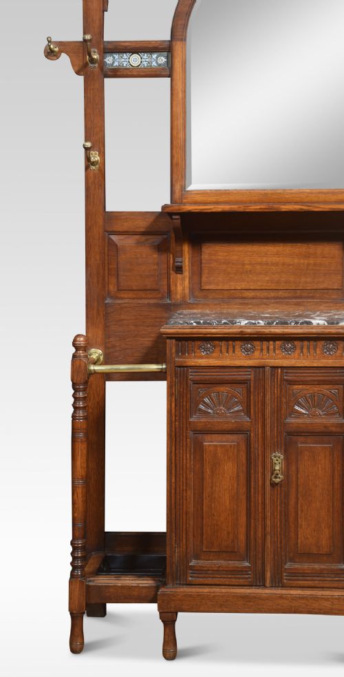 LARGE CARVED OAK HALL STAND - ADDITIONAL PHOTO 3
