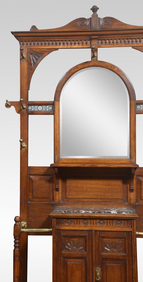 LARGE CARVED OAK HALL STAND - ADDITIONAL PHOTO 5