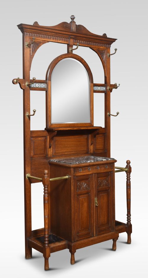 LARGE CARVED OAK HALL STAND - ADDITIONAL PHOTO 8