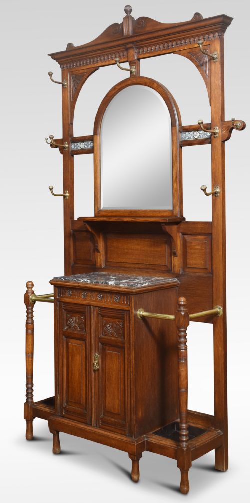 LARGE CARVED OAK HALL STAND - ADDITIONAL PHOTO 9