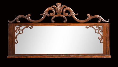 carved overmantle rosewood wall mirror - CATEGORY: ANTIQUE MIRRORS - DATED 19TH CENTURY