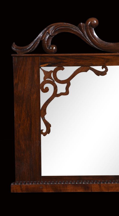 CARVED OVERMANTLE ROSEWOOD WALL MIRROR - ADDITIONAL PHOTO 2