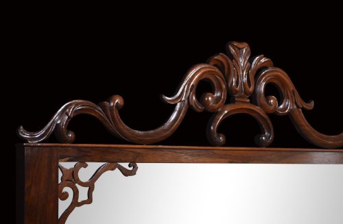 CARVED OVERMANTLE ROSEWOOD WALL MIRROR - ADDITIONAL PHOTO 4