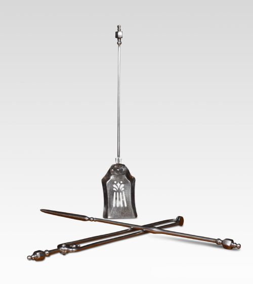 POLISHED STEEL TRIPLE COMPANION FIRE TOOLS - ADDITIONAL PHOTO 2