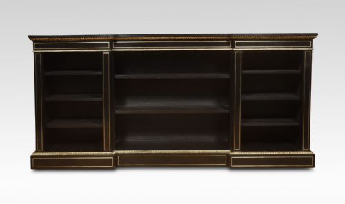 LARGE NAPOLEON III BRASS MOUNTED OPEN BOOKCASE