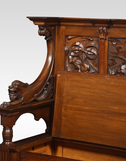 CARVED OAK HALL SETTLE - ADDITIONAL PHOTO 4