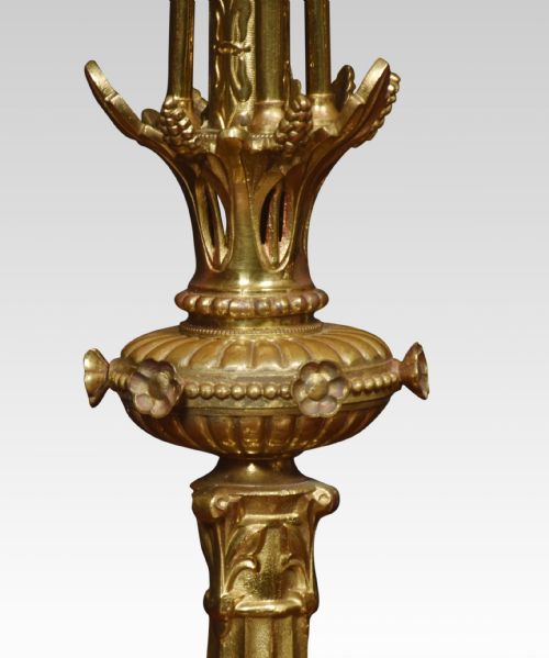 PAIR OF LARGE 19TH CENTURY GOTHIC REVIVAL BRASS CANDELABRA - ADDITIONAL PHOTO 5