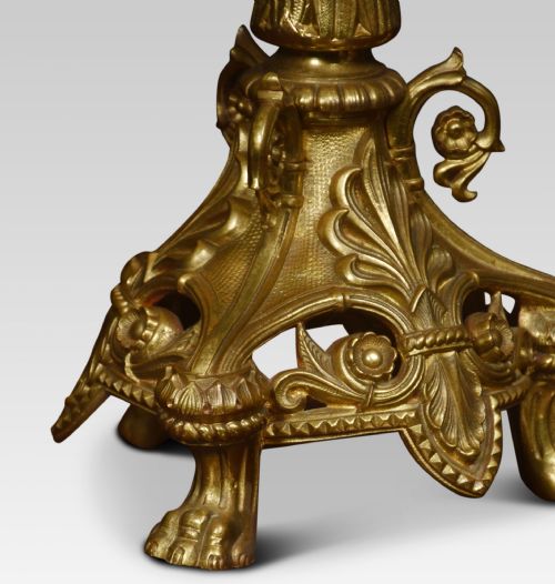 PAIR OF LARGE 19TH CENTURY GOTHIC REVIVAL BRASS CANDELABRA - ADDITIONAL PHOTO 6