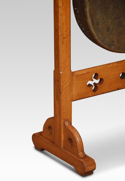 GOTHIC BRASS AND OAK DINNER GONG - ADDITIONAL PHOTO 1