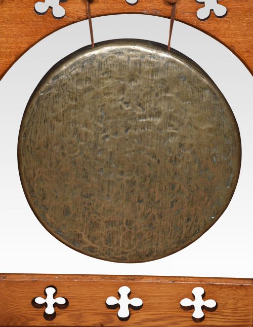 GOTHIC BRASS AND OAK DINNER GONG - ADDITIONAL PHOTO 4