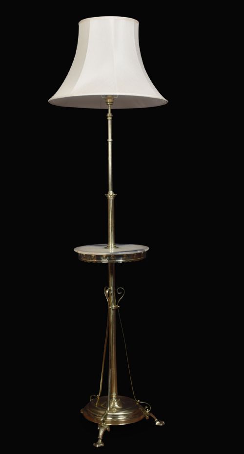 BRASS AND MARBLE ADJUSTABLE STANDARD LAMP - ADDITIONAL PHOTO 4