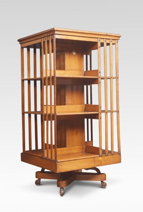walnut revolving bookcase by maple and co - CATEGORY: ANTIQUE BOOKCASES - DATED 1900