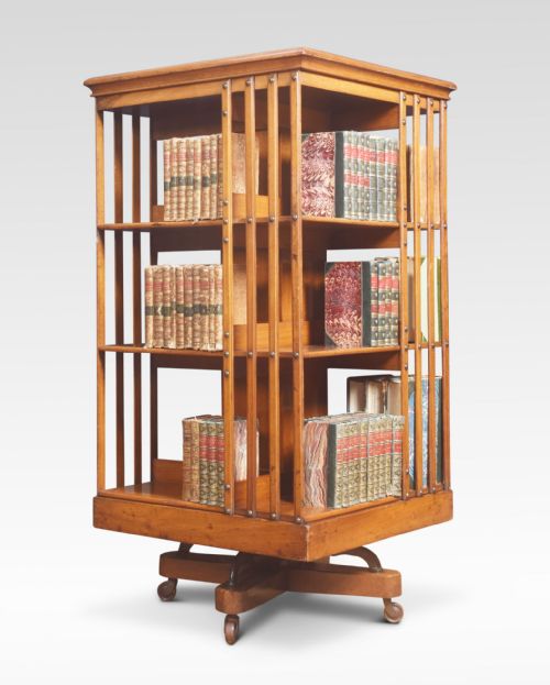 WALNUT REVOLVING BOOKCASE BY MAPLE AND CO - ADDITIONAL PHOTO 3