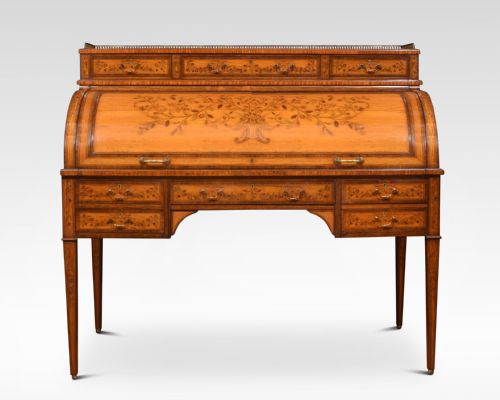 SHERATON REVIVAL SATINWOOD CYLINDER BUREAU - ADDITIONAL PHOTO 2