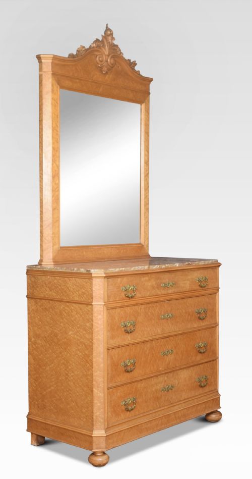 BIRDS EYE MAPLE MIRRORED BACK CHEST OF DRAWERS - ADDITIONAL PHOTO 2