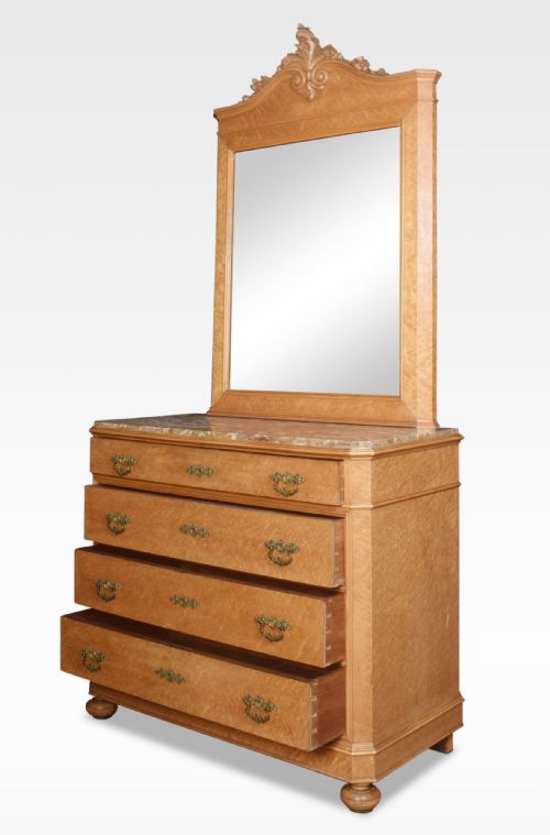 BIRDS EYE MAPLE MIRRORED BACK CHEST OF DRAWERS - ADDITIONAL PHOTO 3