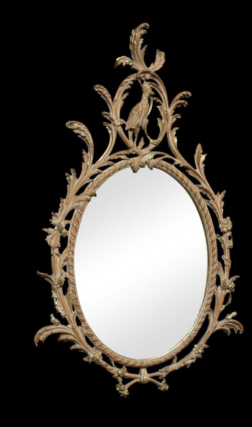 carved oval wall mirror - CATEGORY: ANTIQUE MIRRORS - DATED 1900