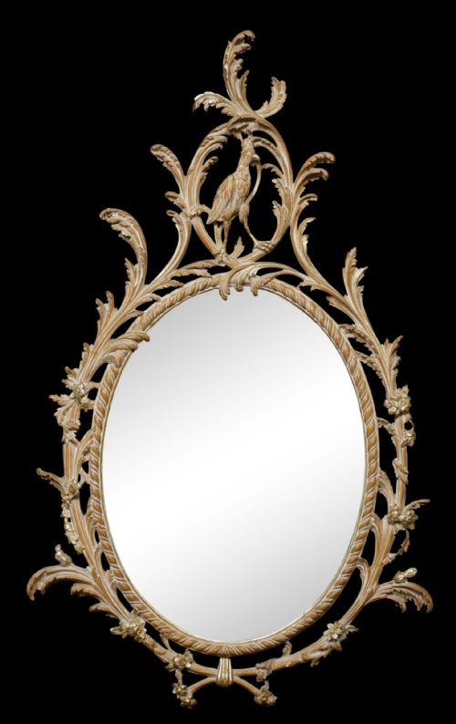 CARVED OVAL WALL MIRROR - ADDITIONAL PHOTO 1