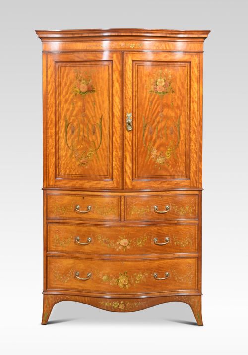 PAINTED SATINWOOD SERPENTINE TWO DOOR WARDROBE - ADDITIONAL PHOTO 1