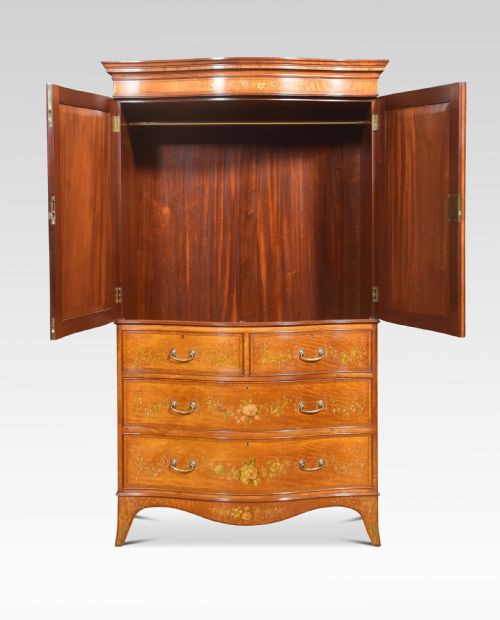 PAINTED SATINWOOD SERPENTINE TWO DOOR WARDROBE - ADDITIONAL PHOTO 5