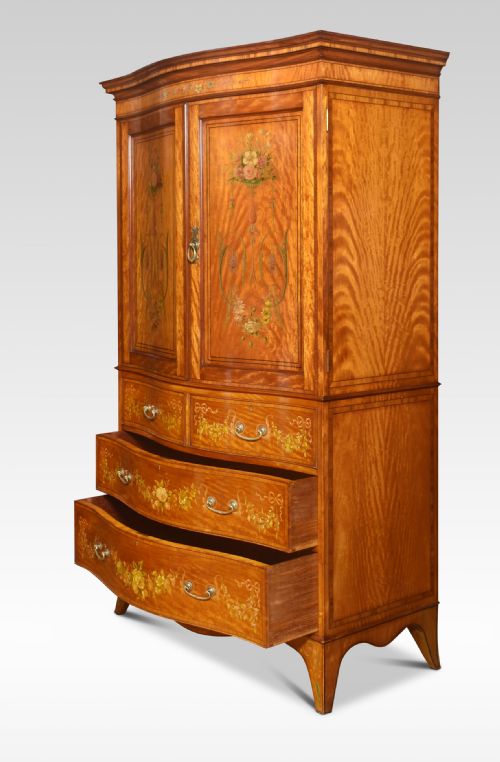 PAINTED SATINWOOD SERPENTINE TWO DOOR WARDROBE - ADDITIONAL PHOTO 8