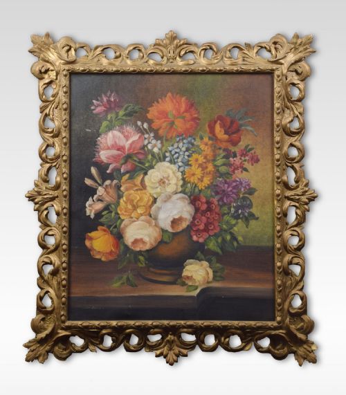 oil on canvas still life of flowers - CATEGORY: ANTIQUE ART - DATED 1930