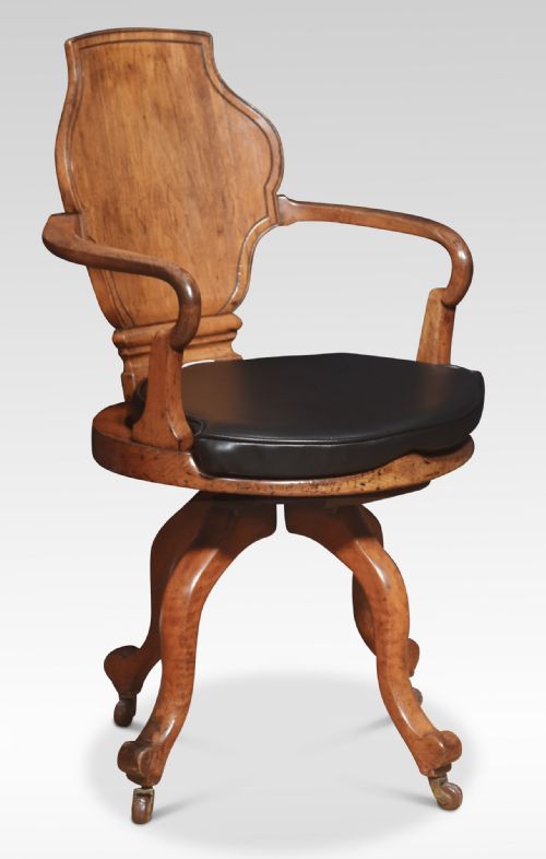 oak office revolving desk chair - CATEGORY: ANTIQUE CHAIRS - DATED 19TH CENTURY