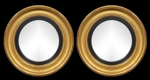 pair of regency style gitwood convexed wall mirrors - CATEGORY: ANTIQUE MIRRORS - DATED 1900