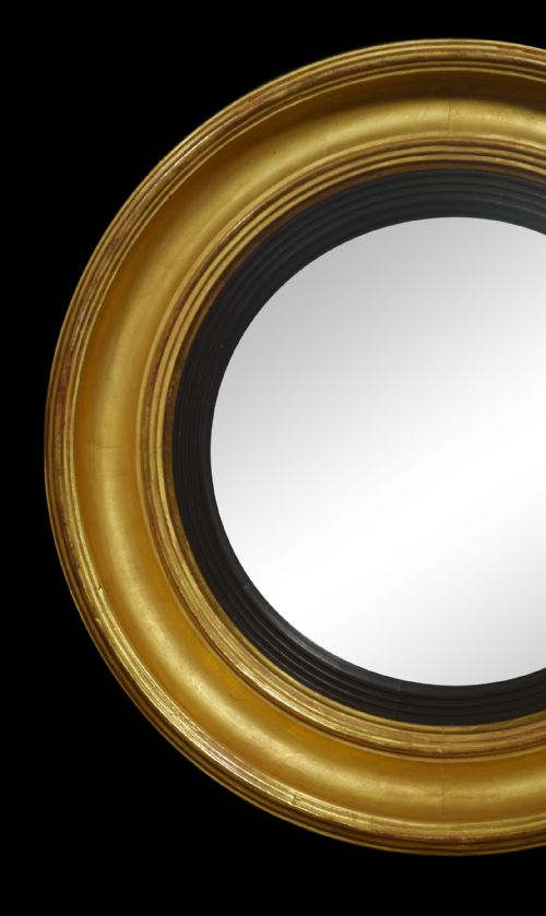 PAIR OF REGENCY STYLE GITWOOD CONVEXED WALL MIRRORS - ADDITIONAL PHOTO 1