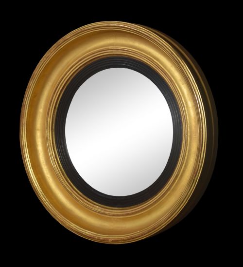 PAIR OF REGENCY STYLE GITWOOD CONVEXED WALL MIRRORS - ADDITIONAL PHOTO 2