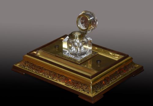 BOULLE BRASS INKSTAND - ADDITIONAL PHOTO 2