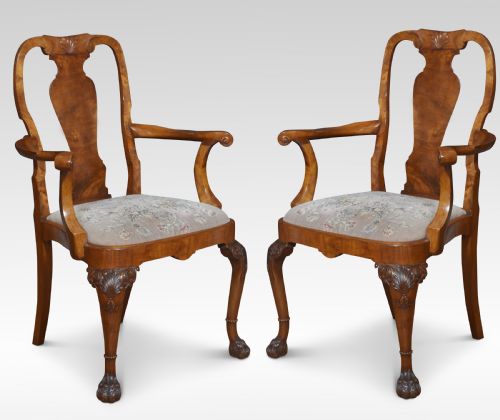 SET OF TEN WALNUT GEORGE II STYLE DINING CHAIRS - ADDITIONAL PHOTO 1
