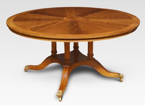 mahogany brass inlaid circular dining table - CATEGORY: ANTIQUE TABLES - DATED 1910